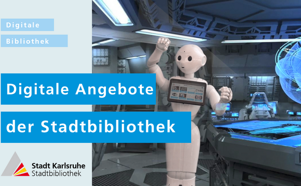 Thumbnail vom Youtube-Video "Karlotta zeigt die digitalen Angebote". Karlotta ist in einem Ufoähnlichen Raum zu sehen.